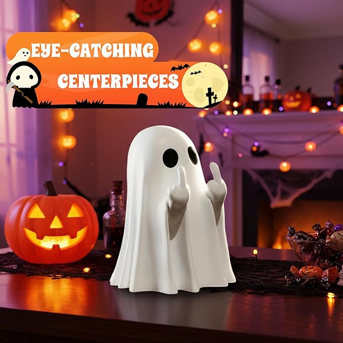 Halloween Ghost Figurine-Spooky & Cute Ghost Statue for Home, Desk, Party Decor | FunnyGhost Halloween Decor Indoor