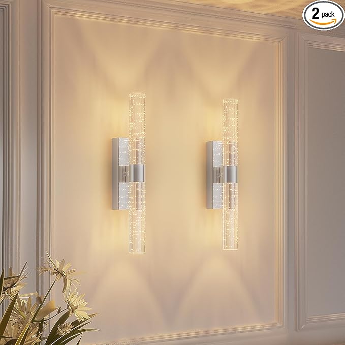 camuucci Battery Operated Sliver Wall Sconces Set of 2 Rechargeable Battery Powered Wall Light with 12000mAh Indoor Not Hardwired Dimmable Wall Lamp Fixtures for Bedroom Living Room 15.3 Inches