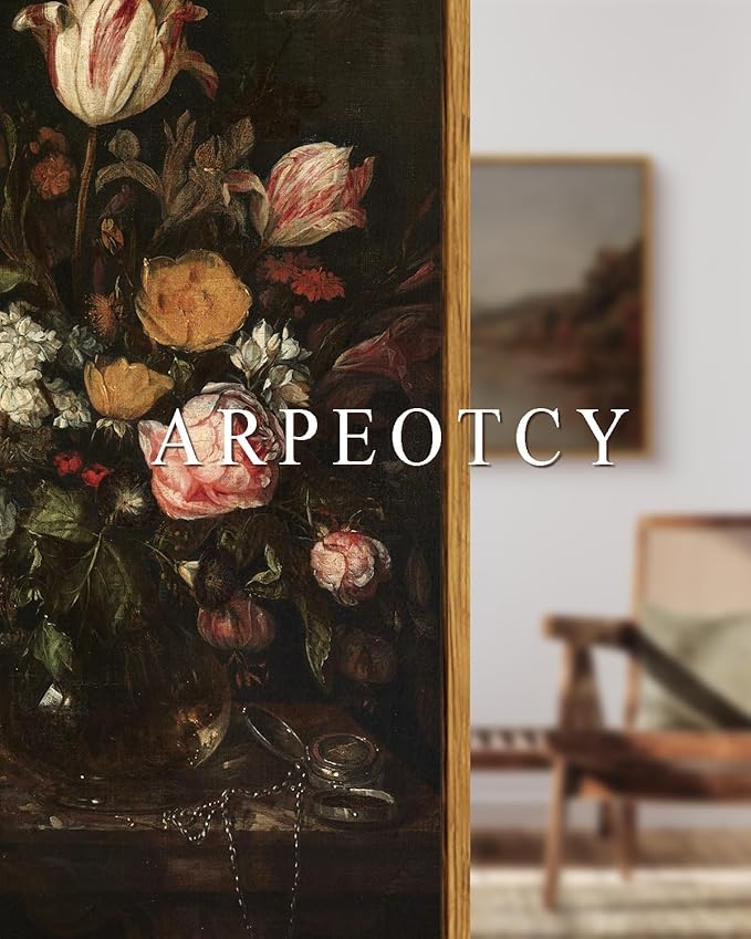 ARPEOTCY Large Framed Canvas Wall Art, Dark Roses Pictures Decor, 20x30Inch, Bathroom Bedroom Kitchen Vintage Floral Decor, Moody Farmhouse French Country Art
