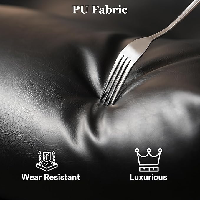 Mid Century Modren Big and Tall Office Chair,Large Ergonomic Executive Chair for Heavy Duty People, Desk Task Chair with Wheels, Faux Lether Fabric Wide Chair for Home Sturdy,Black