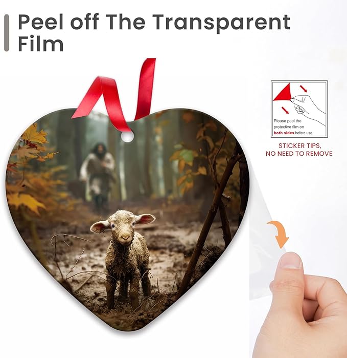 Religious Christmas Ornaments - Christian Tree Decor with Jesus & Lamb Design, Baptism Gift for Women, Inspirational Holiday Hanging Ornament, 2025 Birthday Keepsake, Faith-Based Home Decor C-318