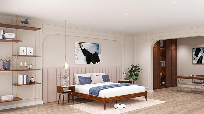 Bme Dinkee Solid Wood Bedside Table Without Drawer for Mid Century Bedroom and Living Room, Dark Chocolate