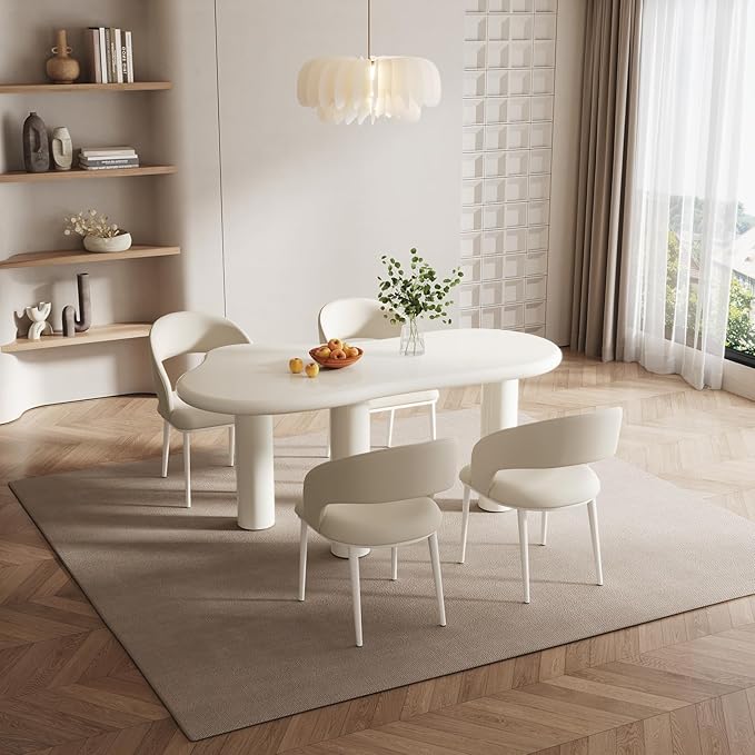 62.2" Dining Table Set for 4, Dining Table with 4 Chairs,Modern Cream Style Dining Table Set for Kitchen, Dining Room