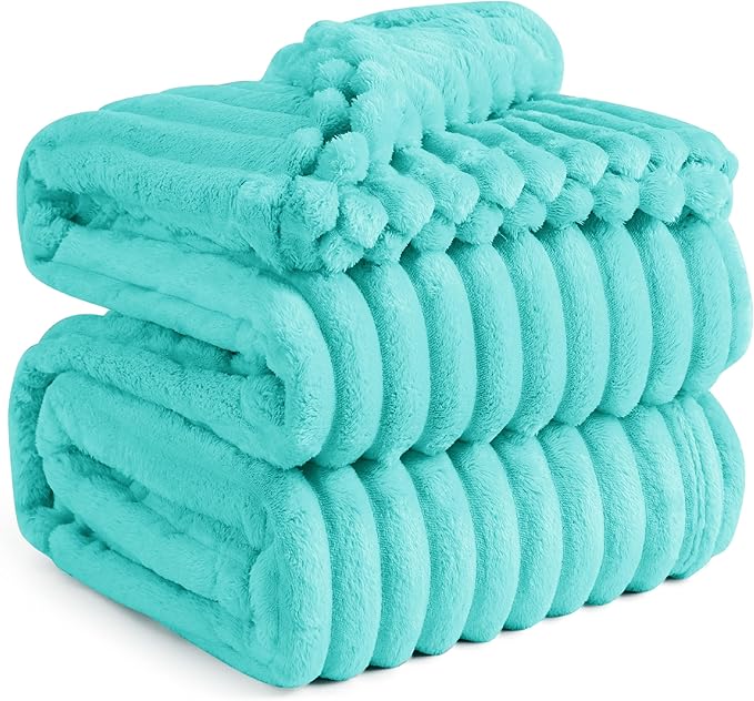 Bedsure GentleSoft Blue California King Size for Bed - Cozy Soft Blankets for Women, Cute Small Fleece Throws for Girls, Birthday Gifts for Women, Blue Fog, 102x96 Inches