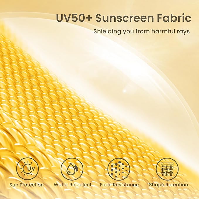 PHI VILLA 7ft Beach Umbrella with Fringe & Sand Anchor, Outdoor Patio Heavy Duty Windproof Portable Tassel Umbrellas for Sand with Push Button Tilt & Carrying Bag, UPF 50+, Yellow