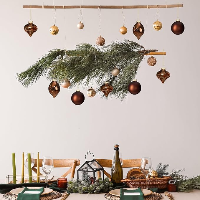 Zomiboo 12 Pcs Brown Glass Christmas Ball Ornaments Set 3.15" Hanging Shatterproof Glass Bulbs for Christmas Tree Baubles Bulk for Holiday Xmas Tree Decorations Gifts