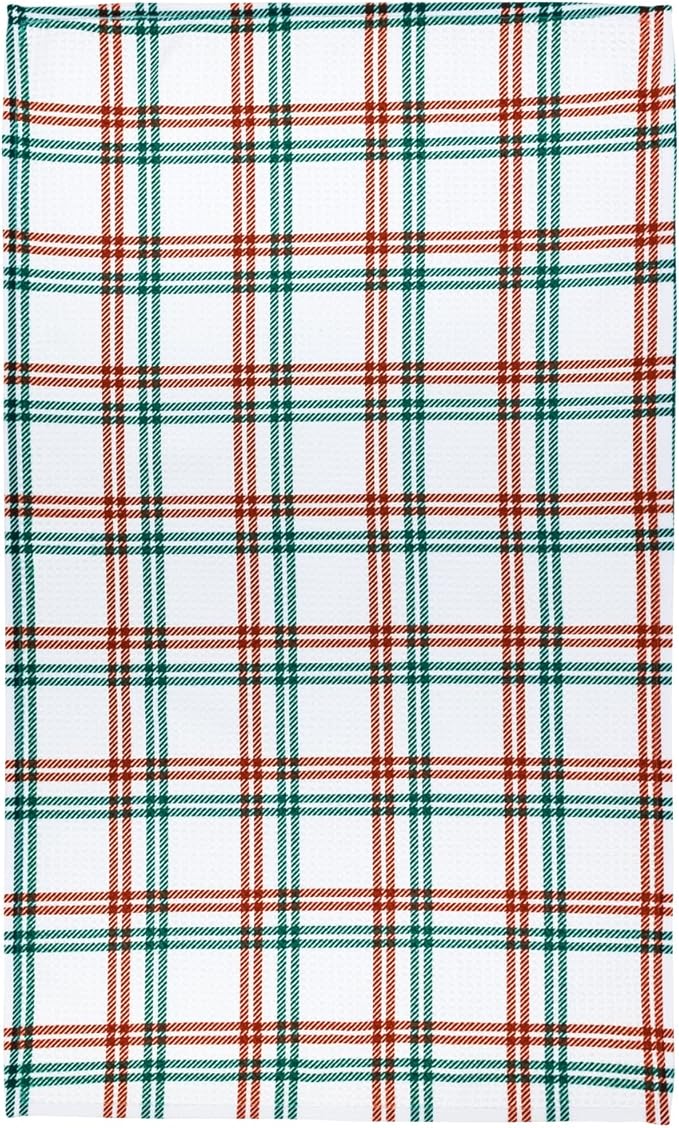 Modern Style Premium Kitchen Tea Towel Super Absorbent Fast Drying Microfiber Holly Jolly Plaid
