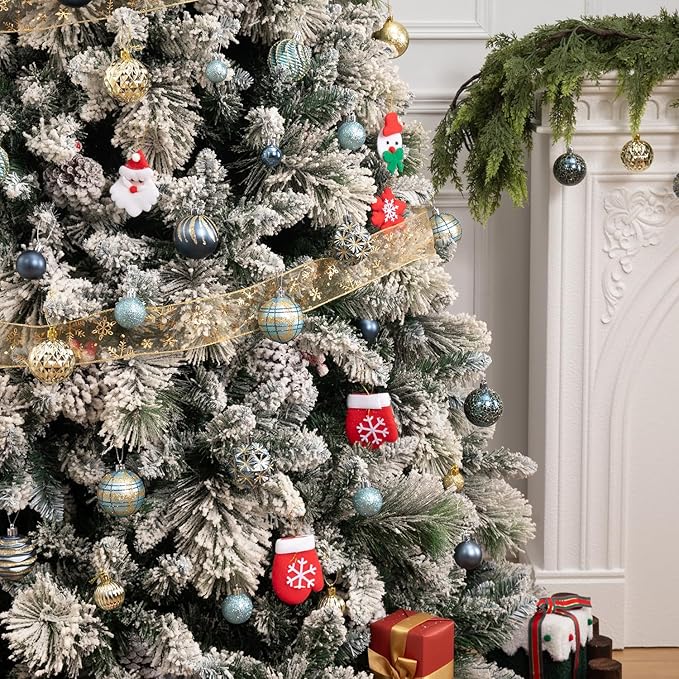 100ct Christmas Ball Ornaments Set, Blue and Gold Shatterproof Hand-Painted Hanging Baubles Decoration Bulk for Xmas Tree, Wreath, Garland, Home Holiday Decor