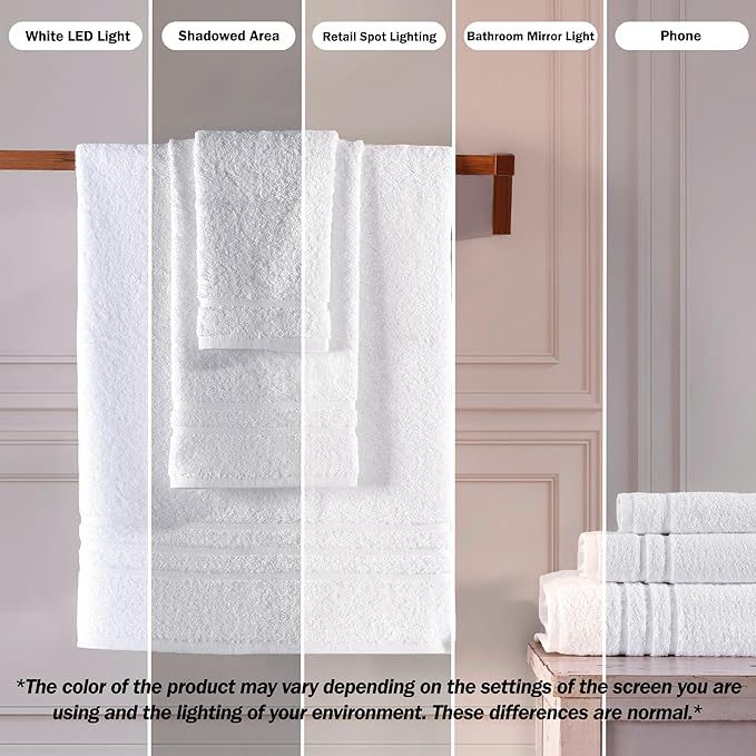 Hawmam Linen Bath Towels 4 Pack 100% Turkish Cotton Soft Lightweight and Highly Absorbent Quick Drying Towels, White