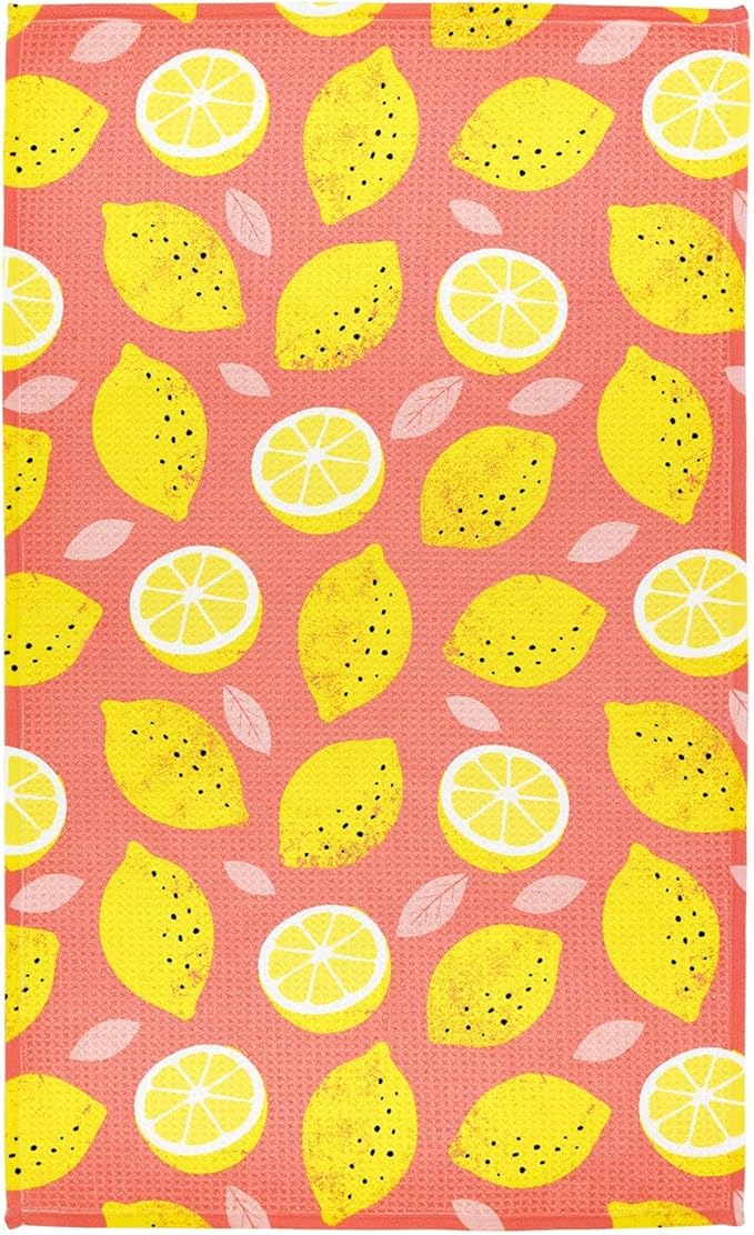 Modern Style Premium Kitchen Tea Towel Super Absorbent Fast Drying Microfiber Pink Lemonade