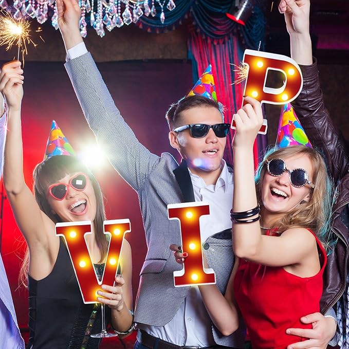 VIP Light up Letters Sign Party Decorations Battery Powered Marquee Lighted Sign LED Alphabet Letter Lights for Night Party Birthday Home Tabletop Decor Supplies