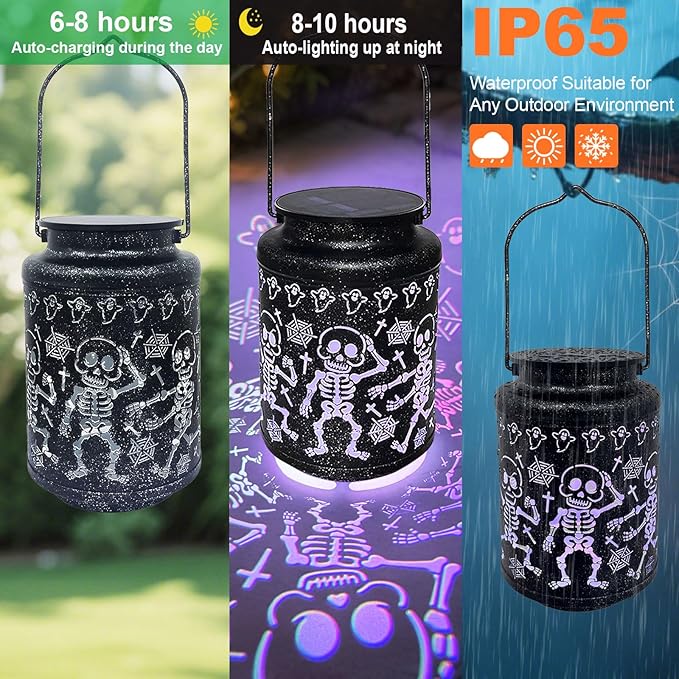 Light Up Skeletons for Halloween Decorations, Metal Hanging Scary Solar Skeleton Lights Outdoor for Garden, Pathway, Porch & Patio Lighting, Spooky Halloween Gift Ideas