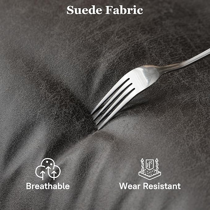 Mid Century Modren Big and Tall Office Chair,Large Ergonomic Executive Chair for Heavy Duty People, Desk Task Chair with Wheels, Faux Lether Fabric Wide Chair for Home Sturdy,Grey