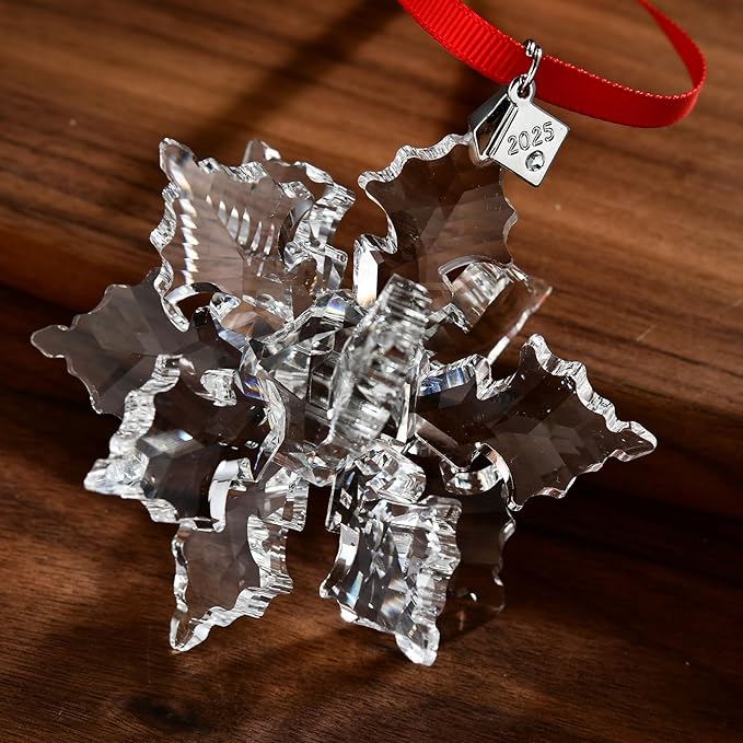 2025 Annual Edition 3D Crystal Snowflake Ornament Christmas Ornament Home Decor Gift (2025-Clear 3D)
