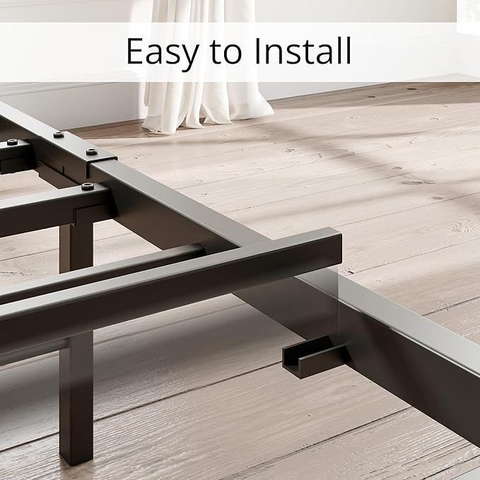 LIKIMIO King Size Bed Frame, Storage Headboard with Charging Station, Solid and Stable, Noise Free, No Box Spring Needed, Easy Assembly