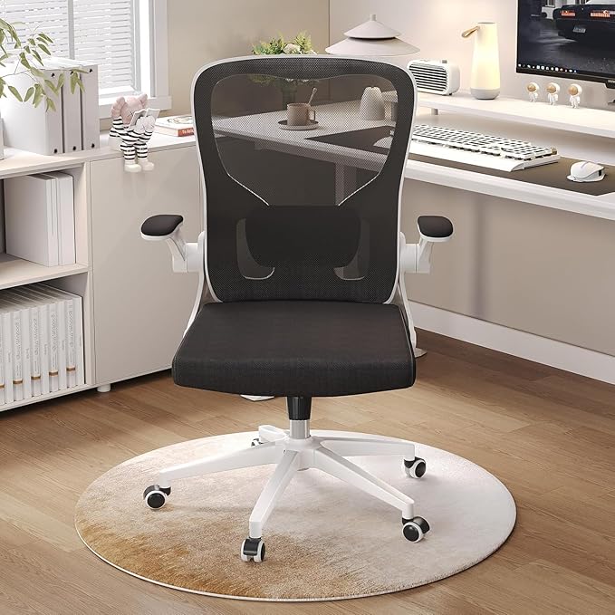 Ergonomic Office Chair, High-Back Mesh Desk Chair with Adjustable Height, Lumbar Support, Flip-Up Armrests,headrest,and Swivel Rolling Design for Home and Office Use