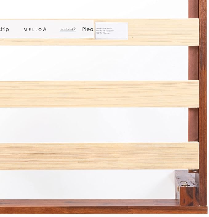 Mellow Naturalista Classic 12 Inch Solid Wood Platform Bed with Wooden Slats, Twin XL, Cherry