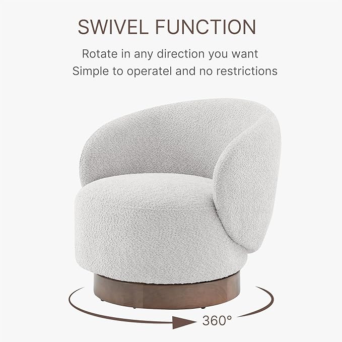 Swivel Accent Chair Round Barrel Armchair Upholstered Performance Fabric for Living Room Bedroom Reading Waitingroom,2 PCS,Light Grey