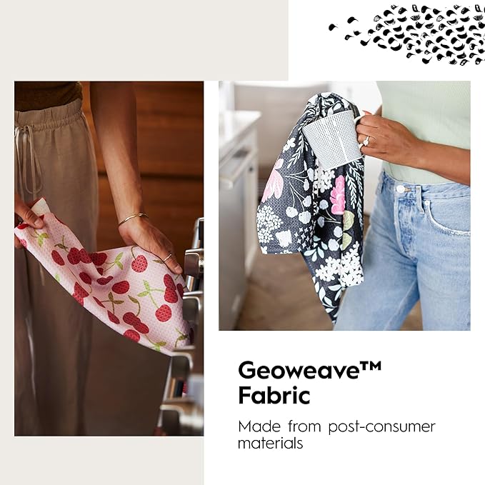 GEOMETRY Kitchen Tea Towels Quick Dry Microfiber Premium Towel Every Sunday Every Level 2 Pack Set, Every Bloom