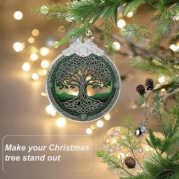 Tree of Life Crystal Glass Hanging Ornaments for Christmas Tree and Xmas Gift Exchange - Tree of Life Stained Glass Ornament - Christmas Tree Decor, Holiday Keepsake Present Idea