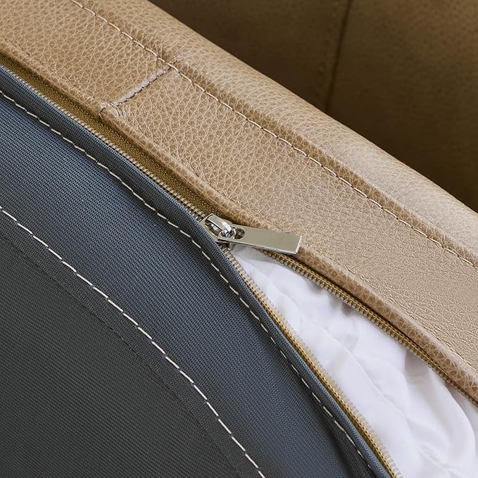 CHITA Genuine Leather Swivel Barrel Chair, Modern Comfy FSC Certified Upholstered Leather Accent Chair for Living Room, Fully Assembled, Mocha