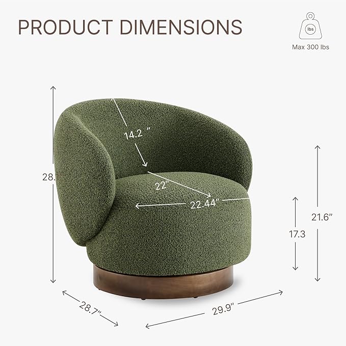 Swivel Accent Chair Round Barrel Armchair Upholstered Performance Fabric for Living Room Bedroom Reading Waitingroom,2 PCS,Moss Green