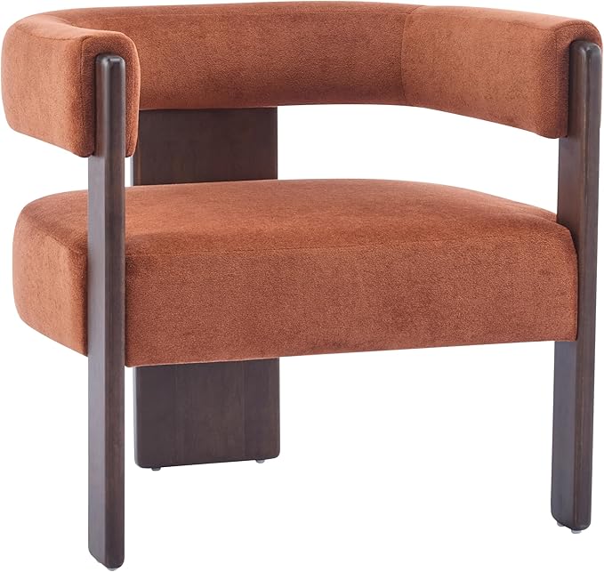 Christopher Knight Home Nettie Modern Accent Chair for Living Room, Velvet Fabric Single Lounge Sofa Chair with Wooden Frame, Comfy Reading Chair for Bedroom, Lounge Armchair with Cushion,Burnt Orange