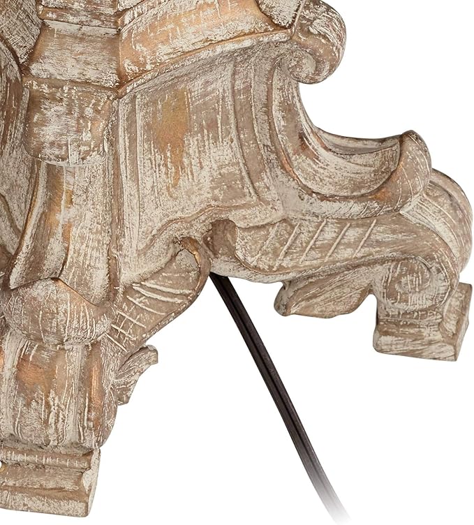 Barnes and Ivy Duval French Vintage Traditional Standing Floor Lamp 63.5" Tall Distressed Crystal Glass Beading Cream Bell Shade Decor for Living Room Reading House Bedroom Home