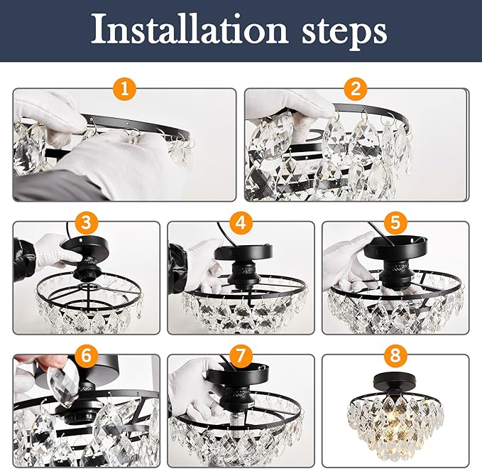 YYJLX Modern E26 Small Crystal Chandelier Semi Flush Mount Ceiling Light Fixture Gold Ceiling Lamp for Hallway Bedroom Bathroom Closet Bedroom Foyer