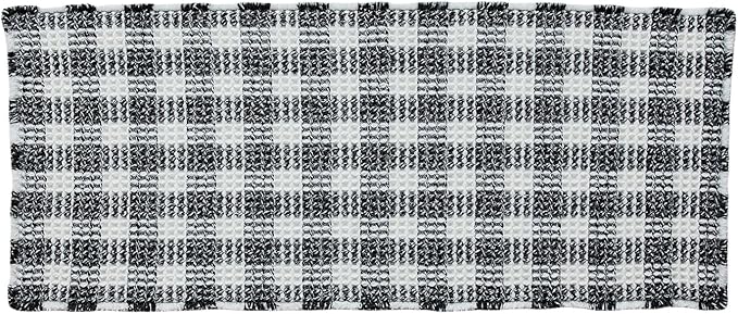 Waffle Runner Rug Bathroom, Long Boho Bathroom Rugs Non Slip Washable Absorbent Checkered Bathroom Mat Quick Dry Farmhouse Bath Mat, 72"x24" Black and White