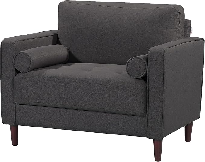 Studio Living® Lexington 39.4" Arm Chair, Mid-Century Modern, Pocket Coil Comfort, Easy Assembly, Woven Fabric, Heather Grey