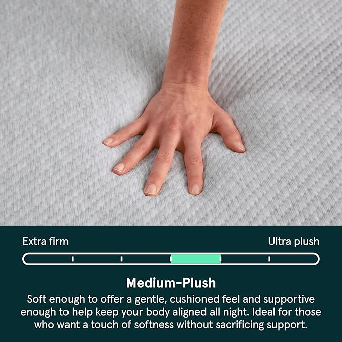 Tuft & Needle Kin Medium Plush 10" Queen Hybrid Mattress, Cooling, Pressure Relief, and Individually-Wrapped Coils, 100 Night Trial, Fiberglass-Free, CertiPUR-US, 10-Year Limited Warranty