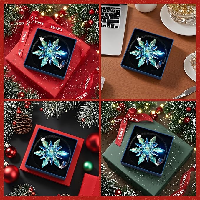 2025 Annual Christmas Ornaments Crystal Snowflake Star - Christmas Tree Ornaments Pendant Sun Catcher Home Hanging Decor (2025 Colored Crystal 3 Layers)