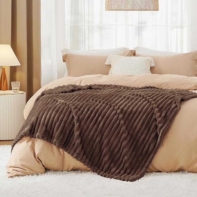 Bedsure GentleSoft Fondue Fudge Fleece Blanket for - Cozy Soft Blankets for Women, Cute Small Throws for Girls, 60x80 Inches