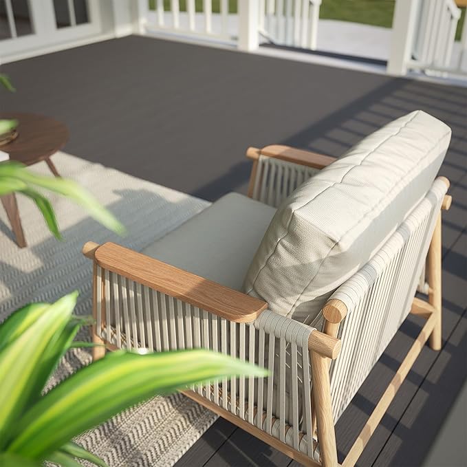 Acanva Modern All-Weather Aluminum Outdoor Sofa with Thick Cushions, Olefin Fabric Sunroom Backyard Furniture, 3 Piece Set (Couch & 2 Chairs)