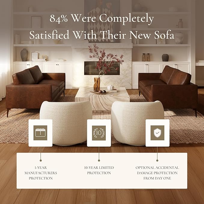 POLY & BARK Mateo Leather Sofa 82" in Full-Grain Pure-Aniline Italian Tanned Leather in Chocolate Brown
