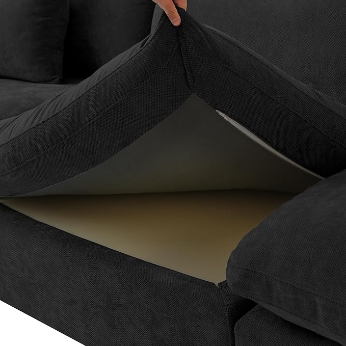 Cloud Couch Modular Sectional Sofa,82.68" Oversized LoveSofa, Down Filled Convertible Wide Seater for Living Room Set, Covers Washable&Replaceable,Black
