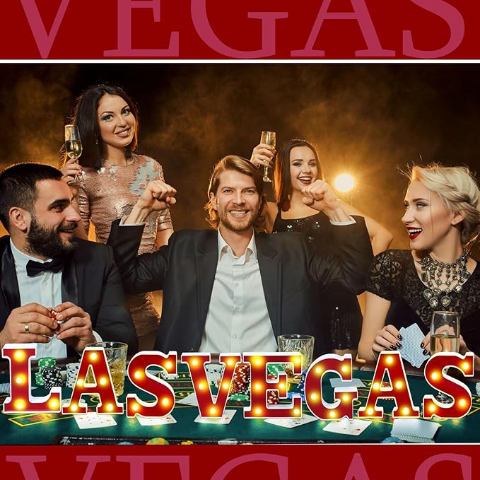 Las Vegas Light up Letters Sign Party Decorations Battery Powered Marquee Lighted Sign LED Alphabet Letter Lights for Night Party Tabletop Decor Supplies