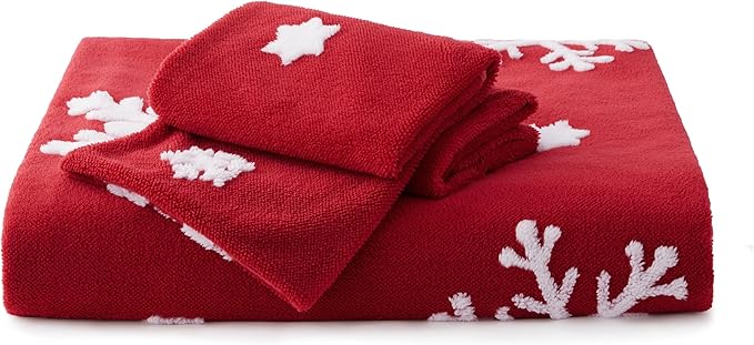 Bedsure Fluffy Duvet Cover Set - Ultra Soft Plush Shaggy Comforter Cover King Size, Warm Flannel Fleece Bed Sets for Winter, 3 Pieces, Snowflake Pattern, Red