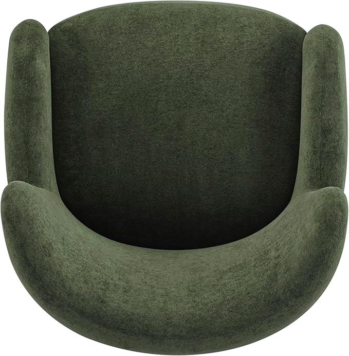 Christopher Knight Home Auden Wooden Low Profile Accent Chair, Velvet Upholstered Wingback Living Room Lounge Chair, Bedroom Comfy Reading Chair, Curved Backrest Single Sofa with Armrest, Olive Green