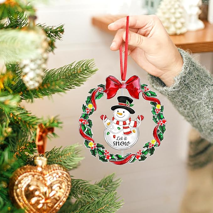 2025 Christmas Ornaments for Tree,Christmas Wreath Ornaments 2025 with Rotatable Tree for Christmas Tree Decorations Holiday Decorative Annual Keepsake Gift (Metal,Silver)