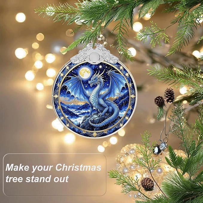Dragon Ornament Crystal Glass with Gift Box, Christmas Ornaments Dragon Gifts for Girls Boys Women Men, Hanging Ornament for Christmas Tree Decorations, Holiday Keepsake Present Exchange Ideas -02
