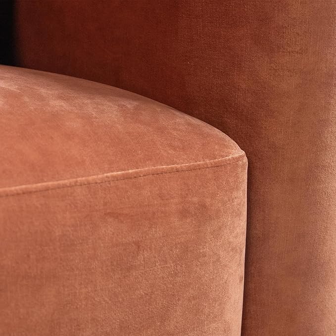 Acanva Luxury Modern Tight Curved Back Velvet Sofa, Minimalist Style Comfy Couch for Living Room Apartment, 3 Seater, Tangerine