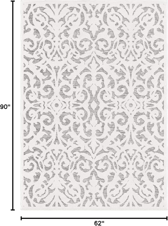 My Texas House Lady Bird Area Rug 5.2x7.6 Indoor Outdoor, Natural Grey