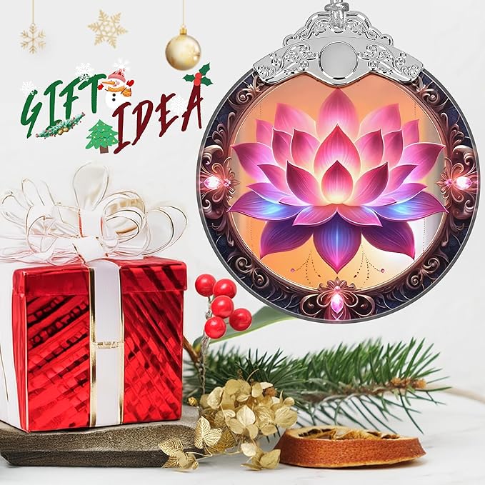 Christmas Ornament - Stained Glass Lotus - Home Decor - Holiday Present Ideas - Gift Exchange - Blooming Lotus