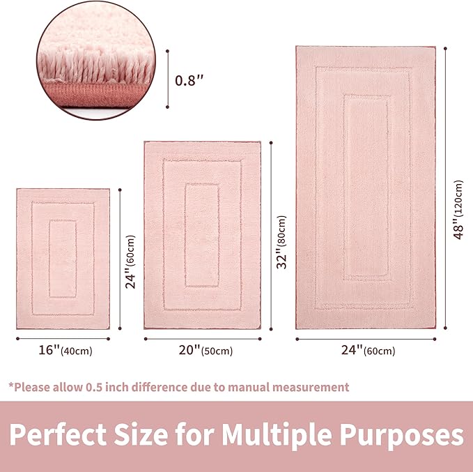 GRANNY SAYS Pink Bathroom Rugs Non Slip Washable, 24"x 48", Soft Bath Mats for Bathroom, Microfiber Shag Rug, Absorbent Bath Floor Mat, Large Bath Rug for Shower, Tub, Bedroom