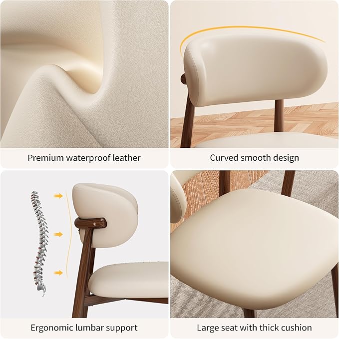 Kitchen Dining Chairs Set of 4 Modern Upholstered Dining Room Chair with Metal Legs, Walnut/Beige
