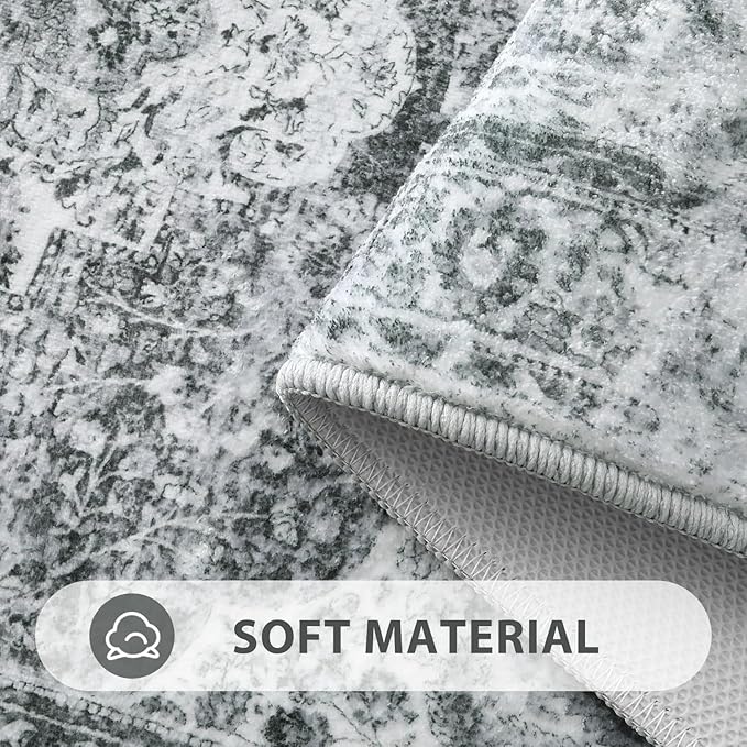 Uphome Bathroom Runner Rug, Distressed Tribal Farmhouse Gray Bathroom Mat, Large Bathroom Rugs Non Slip Washable, Oriental Retro Boho Bath Mat Runner for Bathtub Sink Hallway, 24x71 inch