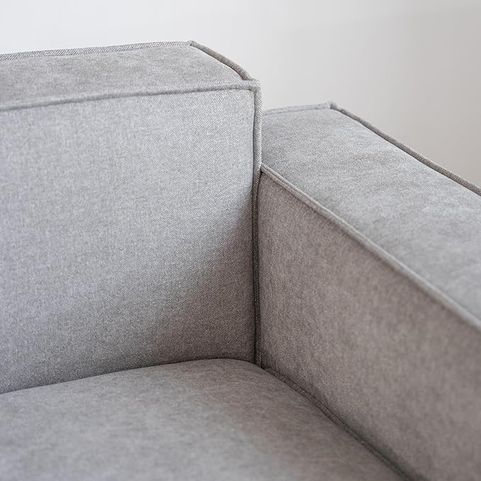 Acanva Luxury Modular Sectional Couch with Moveable Ottoman and Chaise, Modern Minimalist Style Sofa for Living Room, Apartments, U-Shape, Chenille Grey
