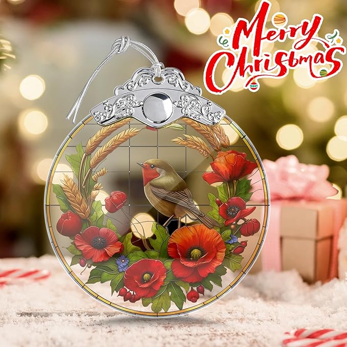 Stained Glass Birds Christmas Ornaments, Birds Christmas Tree Decoration, Hanging Xmas Tree Decor, Gift Idea